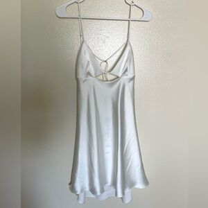 White Satin Zara Open Back Dress